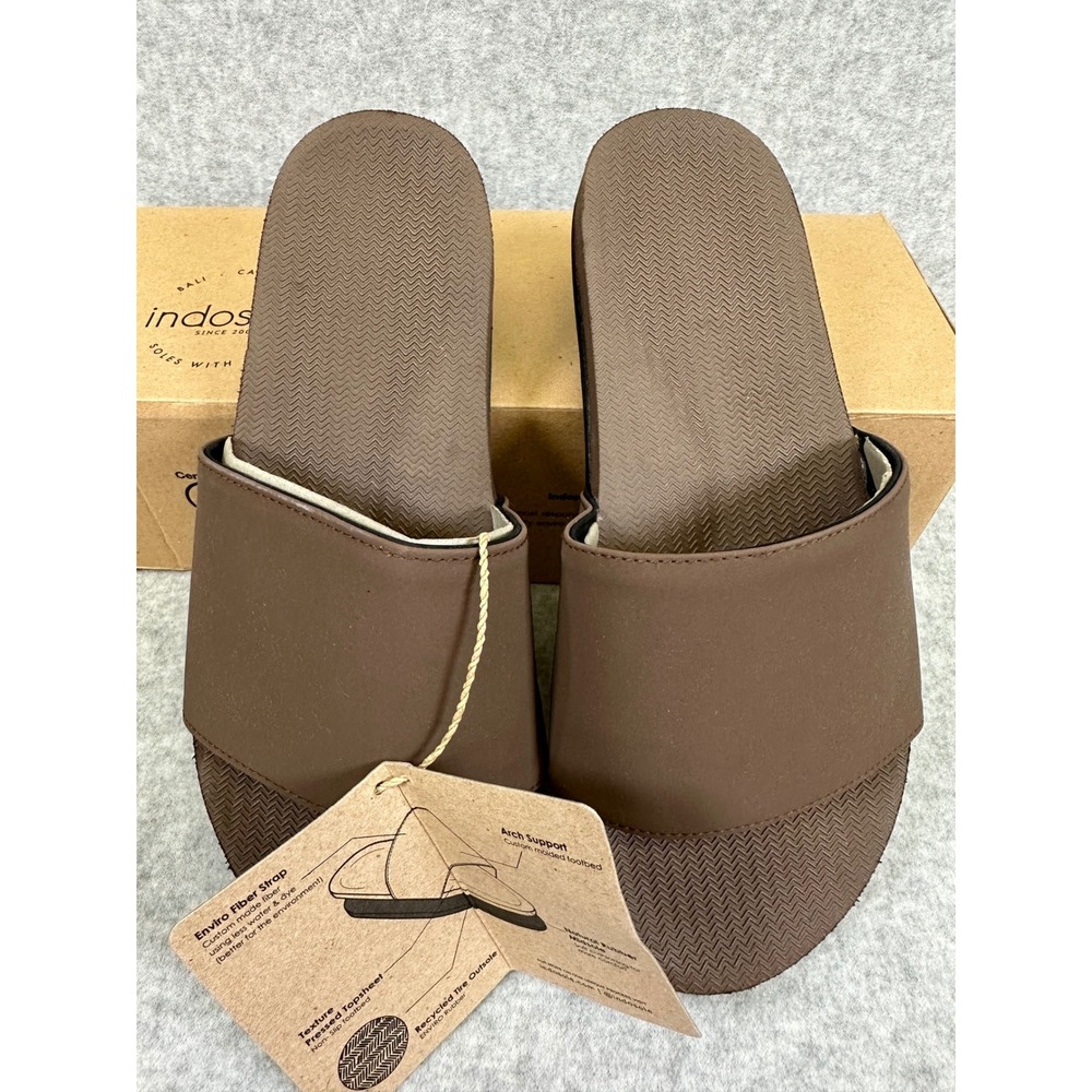 Indosole Mens Slide Sandals Size 7/8 Soil Brown Vegan Recycled Tire - Picture 2 of 11